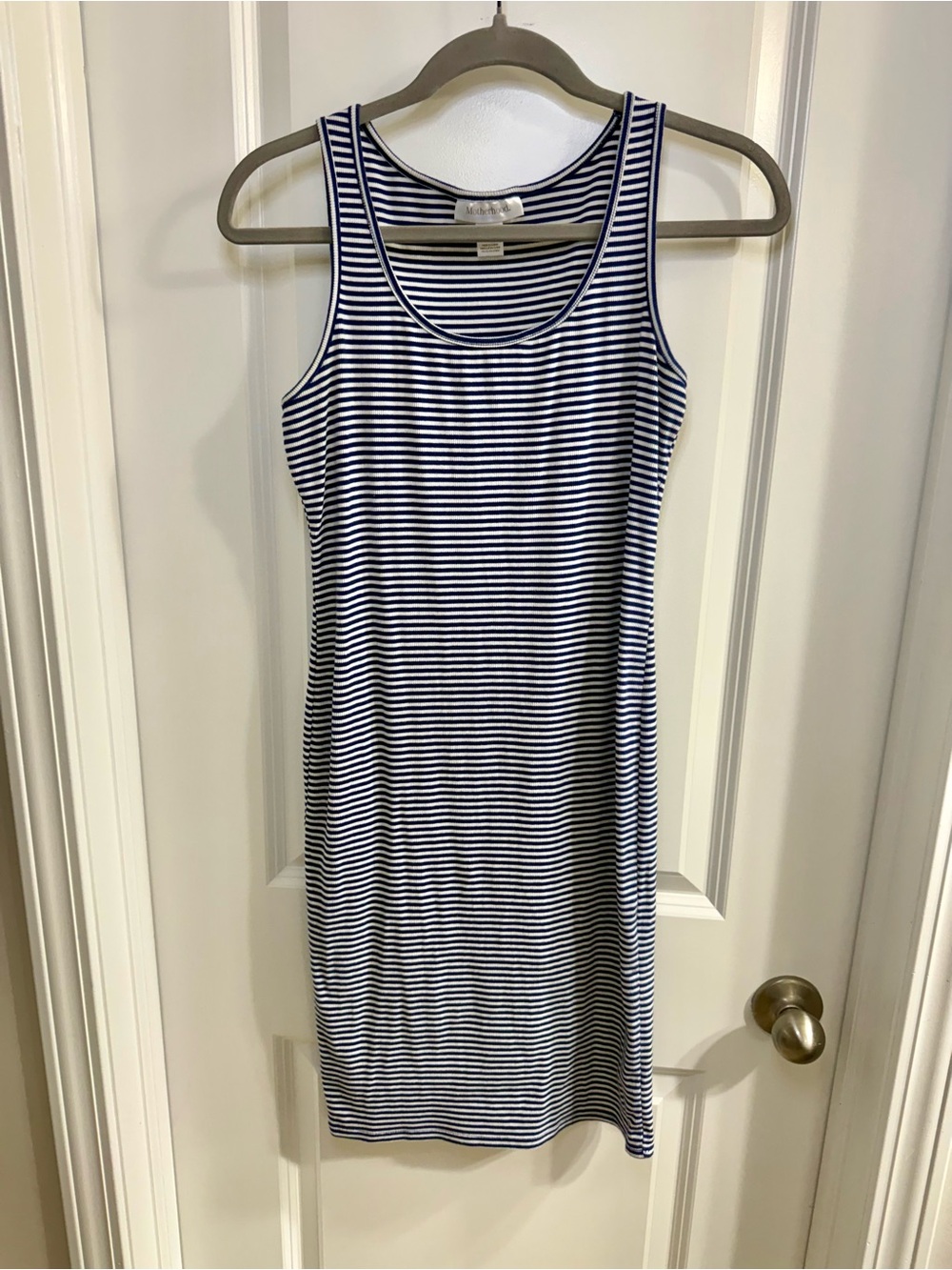 Motherhood Maternity Navy and White Striped Midi Tank Dress